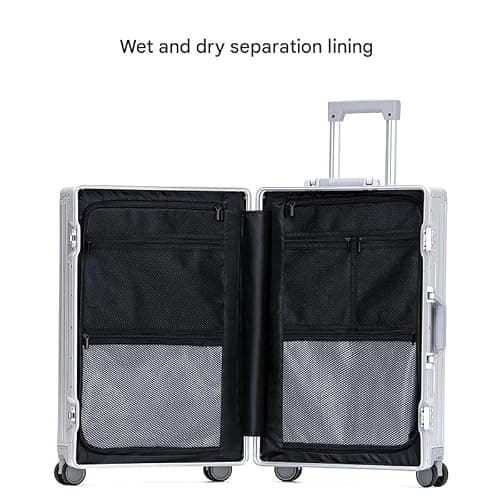 Simanli All Aluminum 24 inch Suitcases Carry On Luggage Hard Shell Suitcase Aluminum Alloy Trolley Case with TSA Locks Silent Spinner Wheels (Silver,24 inch) — view 6