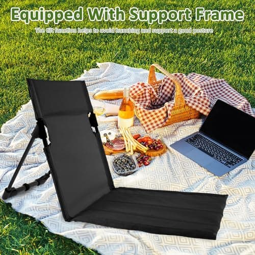 Folding Beach Chair, Lightweight Camping Chair with Storage Bag, Portable Foldable Garden Chairs Outdoor Sun Lounger Seats, Deck Beach Chairs Mats for Camp Beach Picnic Fishing Barbecues Traveling — view 5