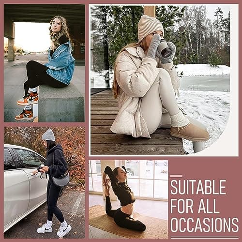 ACTINPUT Thermal Leggings Women High Waisted Thick Fleece Lined Leggings Long Winter Warm Stretchy Jeggings Fluffy Tights Ladies Clothes Exercise Walking Sports Yoga Pants Gifts My Orders(Green,S-M) — view 5
