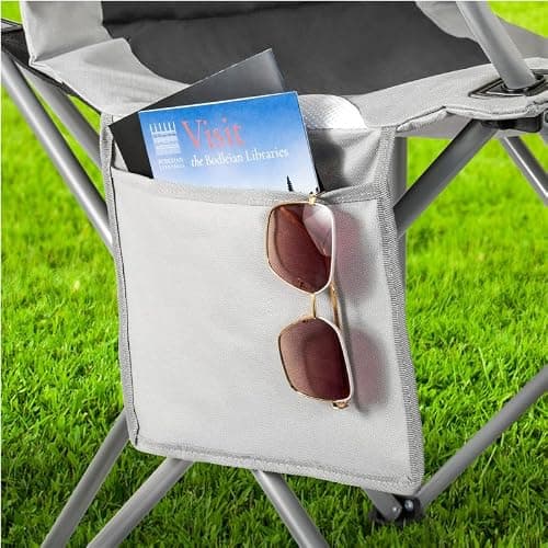 Camping Chair,Premium Padded Folding Camping , Outdoor Seats with High Back & Cup Holder & Side Pockets,Waterproof Chair 120kg Weight Capacity for Garden Picnic Beach Directors (Grey) — view 5