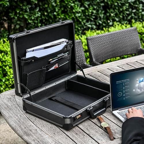 AR BRAND EST. 2021 Aluminium Briefcase Business Office Travel Work Laptop Attaché Bag (Black) — view 2