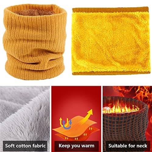 ehsbuy Fleece Neck Warmer Thermal Snoods Unisex Thick Winter Cold Weather Knitted Circle Scarf for Cycling Motocycle Sports — view 3