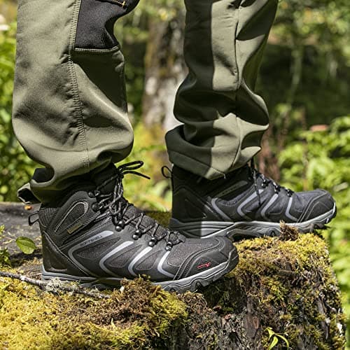 NORTIV 8 Men's Waterproof Hiking Boots,Black/Dark/Grey,10 — view 2