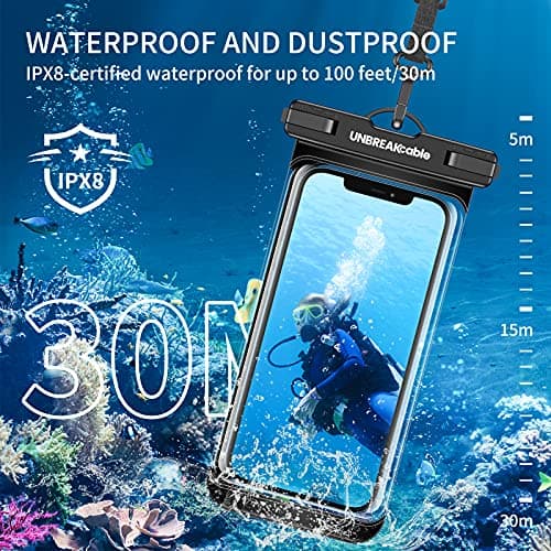 UNBREAKcable Waterproof Phone Case, 2-Pack IPX8 Universal Waterproof Phone Pouch Dry Bag for iPhone 17 16 15 14 13 12 11 Pro Max XR SE 2022 Samsung S25 S24 S23 S22 Ultra Huawei P70 Mate 70 up to 7" — view 2