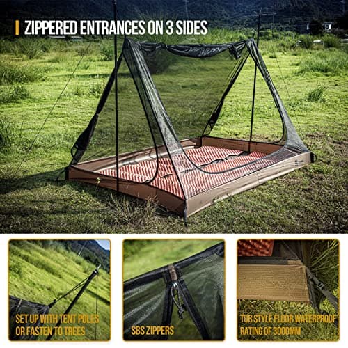 OneTigris Mesh Tent, Ultralight Ventilated 2 Person Tent with 3 Openings — view 4