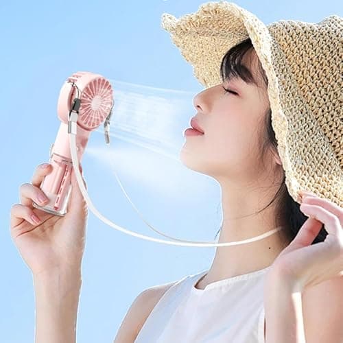 dididudi Misting Fan Mini Handheld Fans with Lanyard USB Rechargeable Portable Fans Pocket-Size Cooling Desk Rotating Fan for Travel Kids Women Summer Gift for School Office Outdoor Camping (Black) — view 5