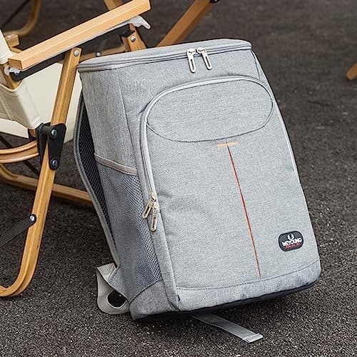 QINGLOU 25L Insulated Cool Backpack Rucksack Cooler Waterproof Insulated Soft Lunch Cooler Backpack Lightweight Leakproof Cooler Bag for Men Women to Work, Picnics, Hiking, Camping, Beach (Grey) — view 2