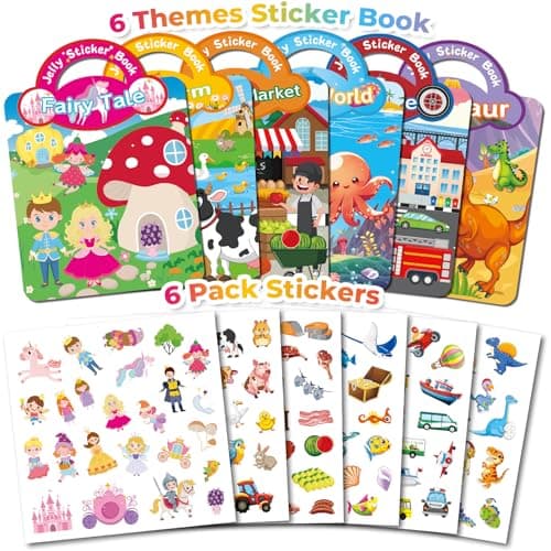 Kalysky 6 Pack Reusable Jelly Sticker Books for Toddlers 2-6 Girls Boys — view 4