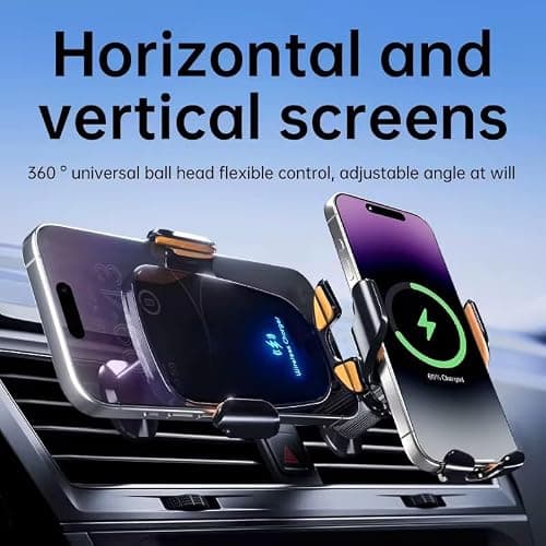 Car Phone Holder Wireless Charger, 15W Fast Wireless,Super Stable Air Vent Car Phone Mount Charger for iPhone Pro Max/17/16/15/14/13/12,Galaxy S25 Ultra/S25/S24/S23 — view 5