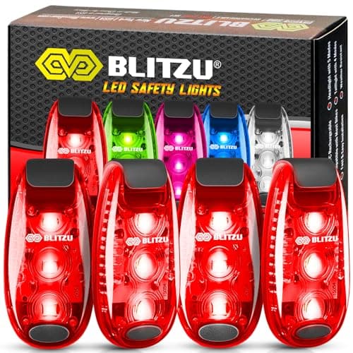 LED Safety Lights 4 Pack, Clip On High Visibility Strobe for Walk Run Red