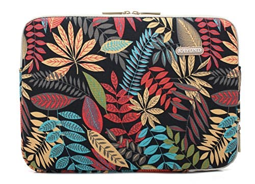 KAYOND Forest Series Pattern Water-resistant 15 inch Canvas laptop sleeve with pocket for 15 inch 15.6 inch laptop case macbook pro 15.4 sleeve (15-15.6 inch, Black) — view 2