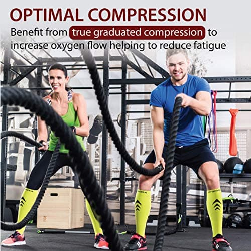 Compression Socks Unisex (Pair) (Cushioned) (Neon Yellow) (Small) [S] — view 4