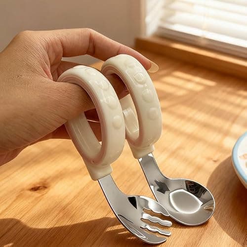 Voraytech 7 Pack Toddler Stainless Steel Utensils, Kids Silverware Set with Silicone Handle, Children Safe Spoons and Forks, Food-Grade Silicone with Storage Case - Dishwasher Safe — view 5