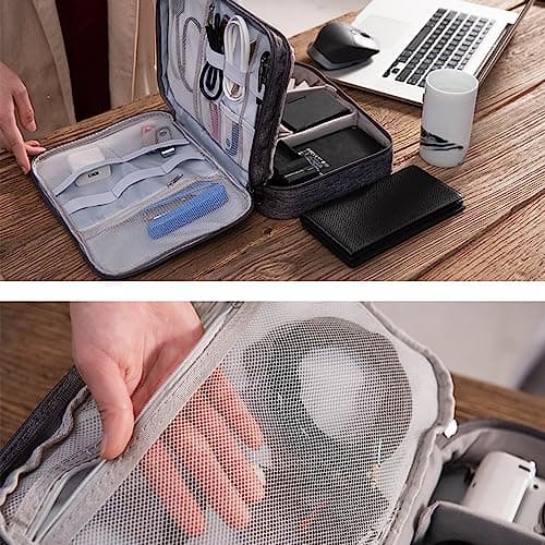 HCFGS Travel Cable Organiser Bag,Accessories Organizer Bag Extra Large 3-Layers Universal Carry Travel Gadget Bag for Power Bank, Data Cable (Black) — view 6