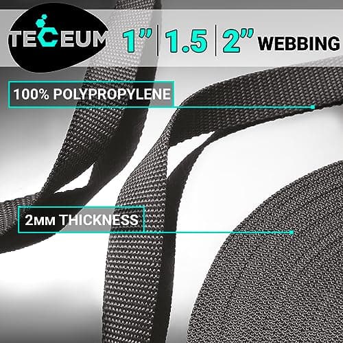 TECEUM 38mm Webbing Strap, Charcoal 9m Heavy Duty Fabric Tape for Craft — view 2