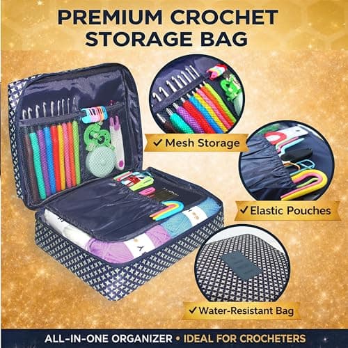 hobby hive Crochet Kits for Beginners Adults 60PCS Starter Set Includes Instructions, Ergonomic Crochet Hooks Set, Knitting Accessories, Yarn & Storage Case — view 5