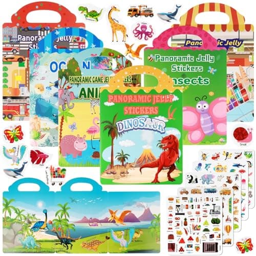 6 Pack Reusable Sticker Book,Waterproof 3D Puffy Sticker Books