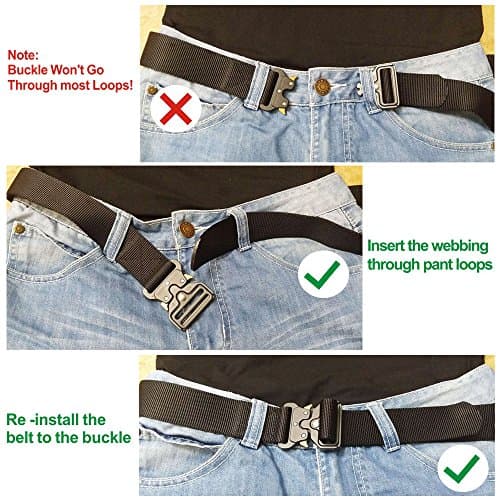 Bansga Men Tactical Belt, Military Style Quick Release Nylon Belt, Gift with Hook (Black) — view 6