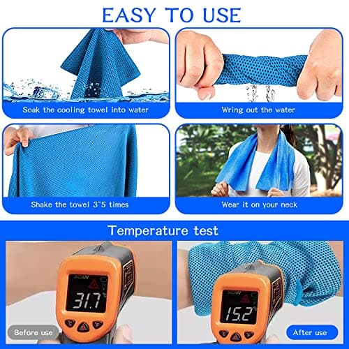 YORFULL Cooling Towels for Neck,Quick Drying Ice Towel Instant Cooling Relief,Soft Breathable Chilly Towel for Gym,Golf,Yoga,Camping,Running, Workout,and More Activities Blue — view 3