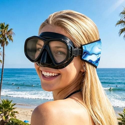 INFUNLY 4PCS Colorful Marble Scuba Mask Strap Cover Artistic Dive Mask Strap Neoprene Masks Slap Straps Waterproof Diving Headband for Men Women Snorkeling Diving Swimming Water Sports — view 6