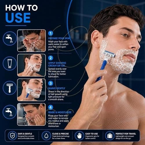 3 Disposable Twin Blade Shavers for Men Portable Travel Razors Personal Grooming Bathroom & Holiday Use 2898 — view 4