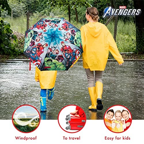 BONNYCO Kids Umbrella Windproof Strong, Avengers. Compact Umbrella Kids for Bag, Backpack or Travel. Folding Brolly with Reinforced Structure, Mini Pocket Brolly. Original Gifts for Boys Avengers — view 4