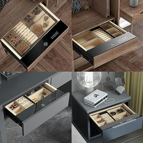 Pistol Safe, Biometric and Password Lock, Fingerprint Intelligent Steel Safe for Home, Nightstand, Jewelry, Handgun Organizer — view 6