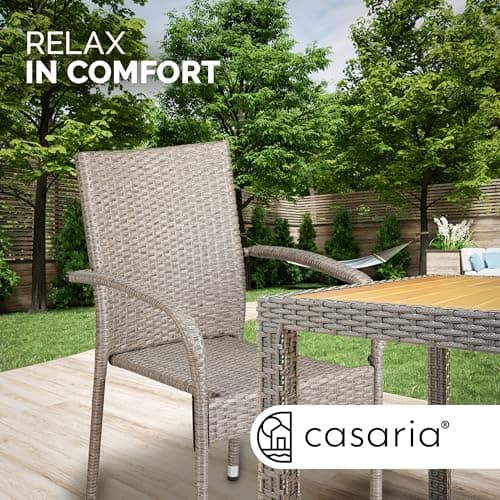 CASARIA® Garden Chairs Set of 4, Stackable Rattan Outdoor Dining Chairs — view 4
