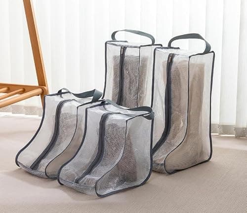 2 Set Boot Storage,Portable Short Boots and Tall Boots Storage or Protector Bag,Shoe Dust Bags,Shoe Sleeves for Travel,Clear Boots Cover,Shoes Packing Organizers for Adult Sneakers — view 5