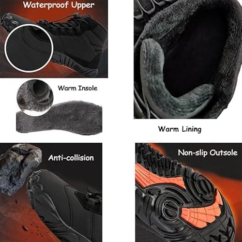 Homesally Winter Pro 2.0 Unisex Waterproof Barefoot Trail Running Hiking Shoes, Black, 45 EU (9.5 US Men's, 11.5 US Women's) — view 4