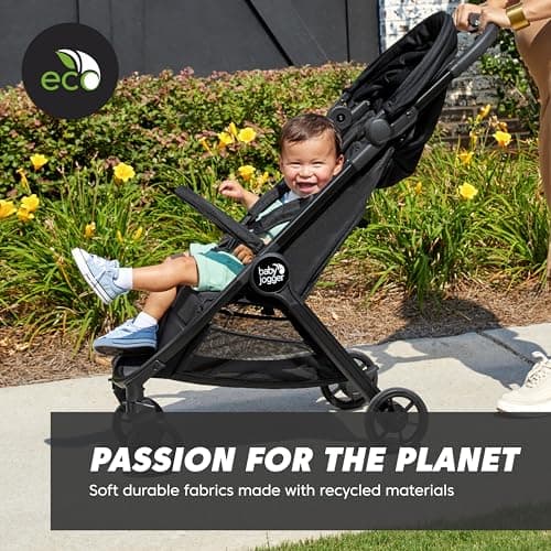 Baby Jogger City Tour 2 Eco Stroller Travel System | Ultra-Lightweight, Foldable & Compact Pushchair Buggy, Carry Bag, Weather Shield & Belly Bar | With Sustainable Fabrics | Black — view 4