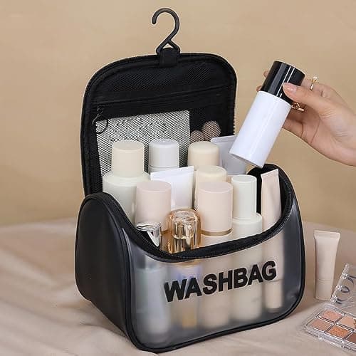 Transparent Toiletry Bag, Hanging Toiletry Bag with Hook Large Capacity Travel Makeup Bag with Waterproof Handle Cosmetic Bag Travel Accessories — view 6