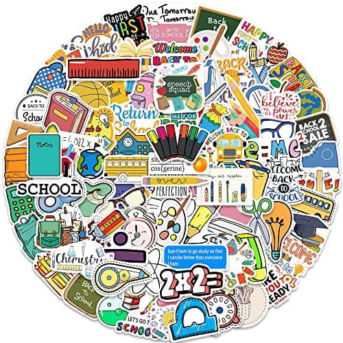 100 Pcs Back to School Stickers for Students Kids, Colorful Science Scrapbook Sticker Packs for Laptop Water Bottles, Books, Waterproof Teacher Decals School Supplies Classroom Decorations DIY Crafts — view 2