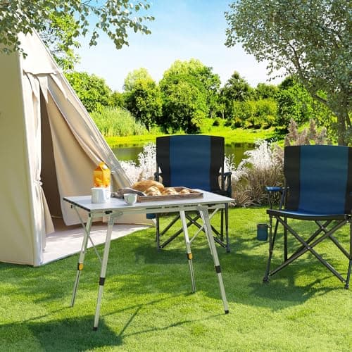 WOLTU Folding Camping Table Height Adjustable 90x52x (45-69) cm, Silver — view 2