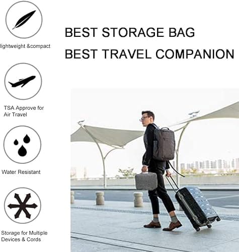 ACOPTON Travel Electronics Organizer, Waterproof Cable Organizer Bag for Electronic Accessories Double Layer Large Shockproof Cable Storage Bag for Cord, Power Bank, Tablet (Sky Blue) — view 5