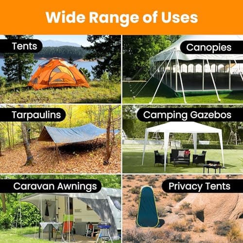 Heavy Duty Tent Pegs - 20cm x 20 Pack Orange Hard Ground Tent Pegs, Camping Pegs, Awning Peg for outdoors, Strong Galvanized Steel with Storage Case and Peg Remover — view 5