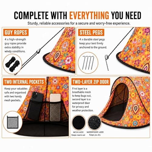 GLOW UP BUNDLE OFFER. 2 PERSON POP UP FESTIVAL TENT, WITH FESTII FINDER LED REMOTE CONTROL CAMPING LIGHT. — view 6