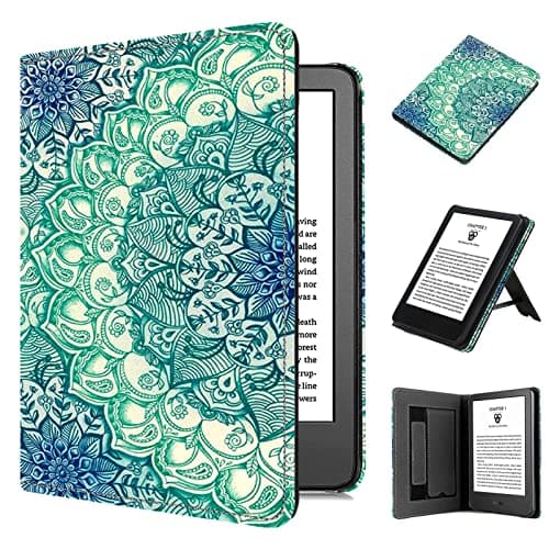 Case for 6 inch eReader (11th Gen, 2024/2022 Released), TOKILO Lightweight PU Leather Case Auto Sleep/Wake Hand Strap Foldable Stand, Un Compatible with LG/Sony 6inch e-Reader, Emerald Illusion