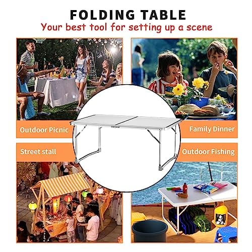 Lightweigh Folding Table Portable Compact Foldable Table Camping Tables that Fold Up Trestle Table, with Carrying Handle, Folding Table for Picnic Garden Camping Pasting Crafting Party, 60x40x26cm — view 4