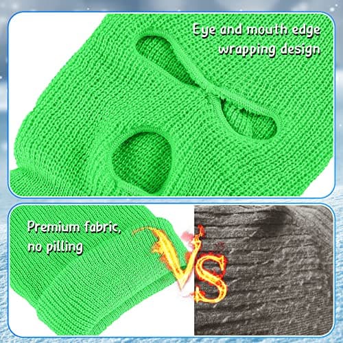 BBTO 1 Pcs 3 Hole Knitted Balaclava, Thermal Winter, Fluorescent Green — view 3