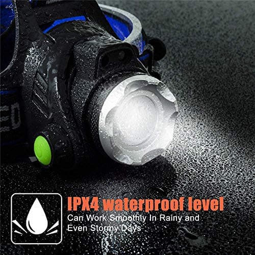 Super Bright Headlamp, USB Rechargeable Led Head Lamp, IPX4 Zoomable Waterproof Headlight with 4 Modes and Adjustable Headband, Hard Hat Light Perfect for Camping, Hiking, Outdoors, Hunting, Running — view 5