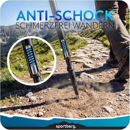 Folding Hiking Poles Carbon/Aluminium - Lightweight Nordic Walking Poles Women/Men up to 1.70 m Height - Height Adjustable with Cork Handle for Maximum Grip When Hiking & Outdoor Adventures — view 6