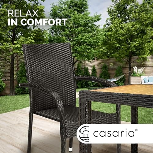 CASARIA® Garden Chairs Set of 4, Stackable Rattan Outdoor Dining Chairs — view 4