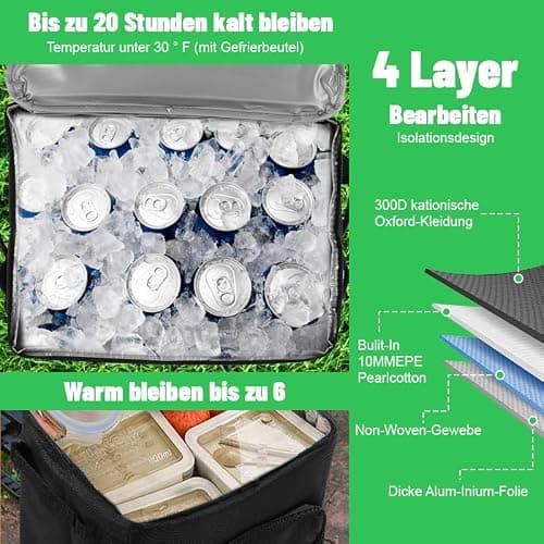 Rolling Cooler Bags 43 Litres, Collapsible Insulated & Leakproof Soft Cool Bag on Wheels, Waterproof with Dual Zipper, Oxford Cloth, Perfect for Camping, Picnics, BBQs & Beach Trips — view 3