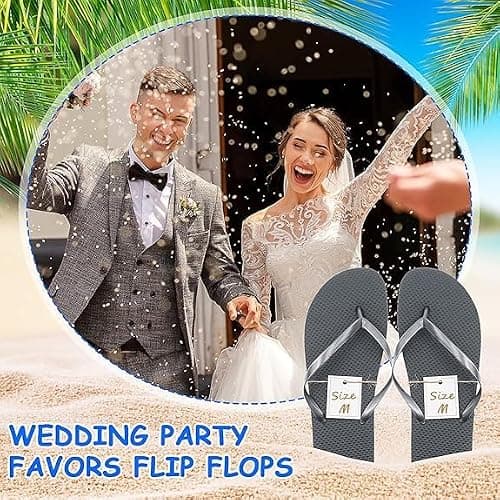 24 Pairs Wedding Flip Flops for Guests, Party Favour Sandals with Bags — view 4