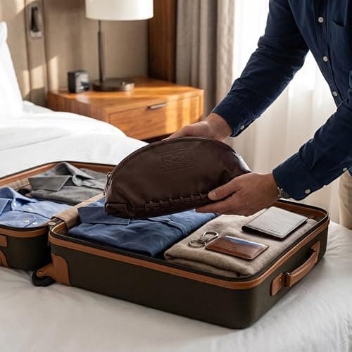 MM Mens Leather Rugby Ball Wash Bag Black Travel Toiletry — view 5