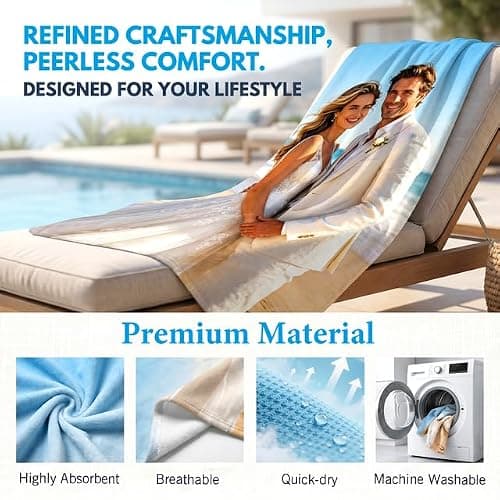 Rainsar Personalised Microfibre Beach Towel for Adults with Photo — view 5