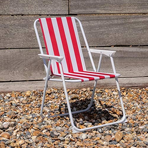 Harbour Housewares Folding Beach Deck Chairs - Red Stripe - Pack of 2 - Metal Outdoor Patio Seat Lightweight Portable Deck Chair for Picnic, Garden, Camping, Fishing — view 2