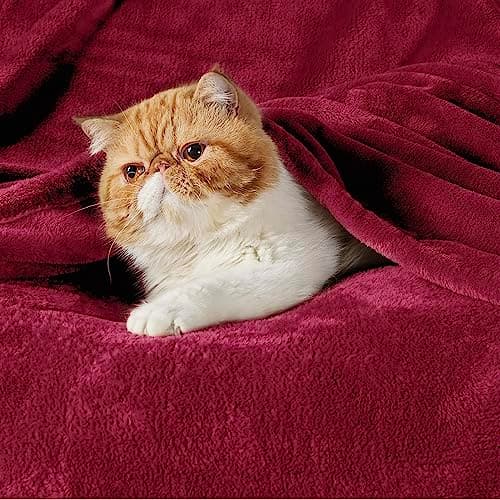Bedsure Fleece Throw Blanket for Bed - Flannel Fleece, Dark Red, 130x150 cm — view 2