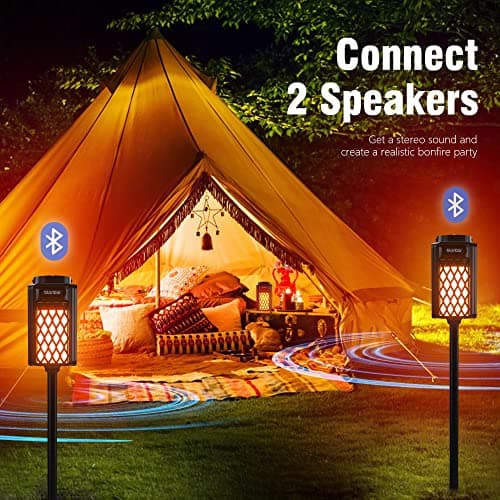 blonbar Led Flame Speaker,Outdoor Bluetooth Speaker with Torch Atmosphere,10W Outdoor Portable Stereo Speaker,IP65 Waterproof Torch Lights for Patio Home Decor,Ideal for Men Women Couples Dads Moms — view 3